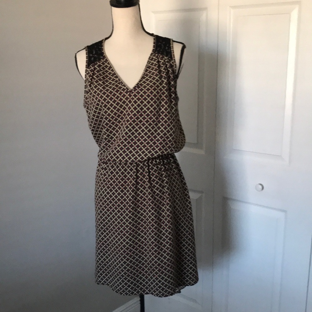 Daniel Rainn Hi-Low Sleeveless Retro Geometric Print Dress | L